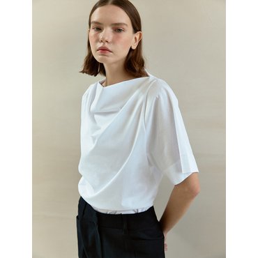 모한 RTS DRAPED NECK SILKET TOP_3COLORS