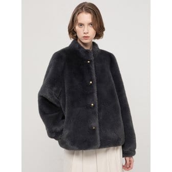 제이마크뉴욕 Stand collar mink fur jacket_Navy