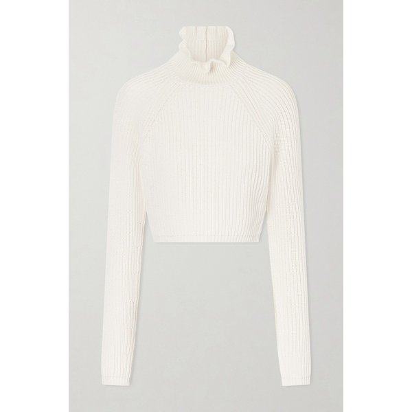 캄포 러플 리브 니트 코튼 스웨터 46376663163021156