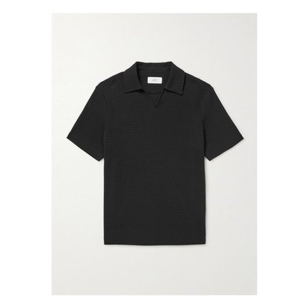 MR P. 미스터 피 골지 오가닉 코튼 저지 폴로 셔츠 블랙 1647597357584060