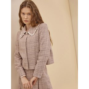 Frill Trimmed Tweed Jacket_MULTICOLOR