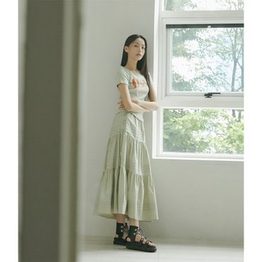 에고이스트 레이스업 셔링 롱 스커트 (ER2WS664)