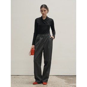 Wide Turn-Up Banding Slacks Charcoal stripe