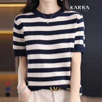 카라 KARRA 베이직블럭라인니트_A4M1280