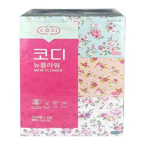 코디 뉴 플라워 각티슈 250매 X 3입 - O