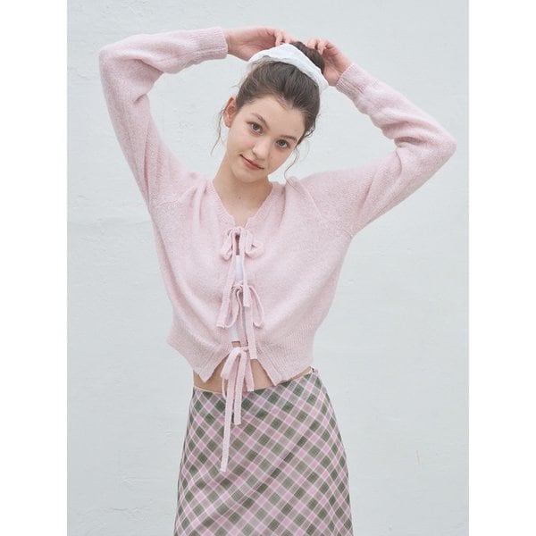 [시크릿 기획전]nALPACA BLEND RIBBON CARDIGAN_PINK