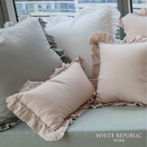 French Linen Ruffle Cushion Case Set 65x65 (3colors)