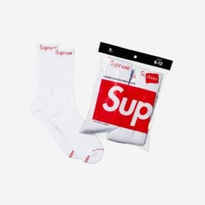 슈프림 헤인즈 크루 삭스 화이트 (4개입) Supreme Hanes Crew Socks White (4 Pack)