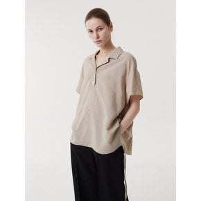 RAYON DRAWSTRING BLOUSE (BEIGE)