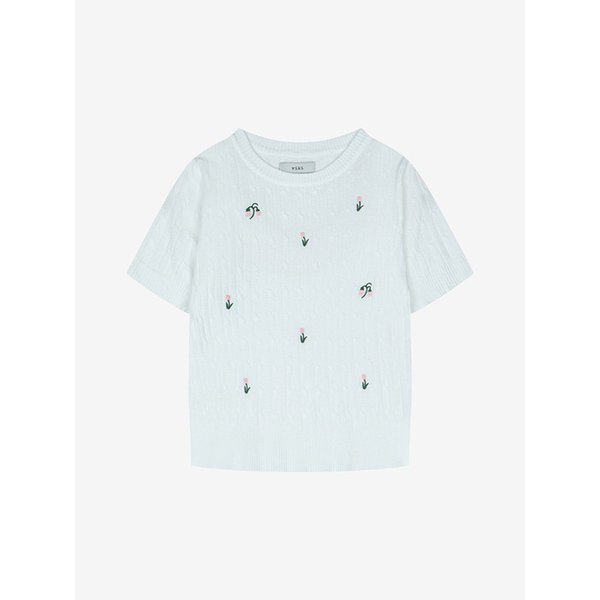 케이블 플라워 자수 니트 풀오버 (TMUCD2941)