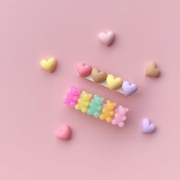 분홍공주 소프트 하트&젤리곰 집게핀 세트