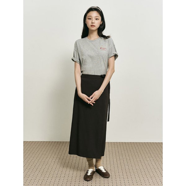 [B. my] 리본 디테일 H라인 롱 스커트  브라운 (BF5827N01D)