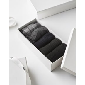 DCSS6F551G2 [닥스 양말][남성혼합5족]그레이 DD로고 장목/중목 혼합 세트