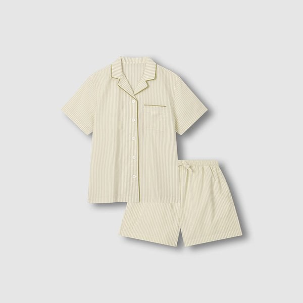 여 60수 코튼 라인 3부 파자마 세트 J216201008012