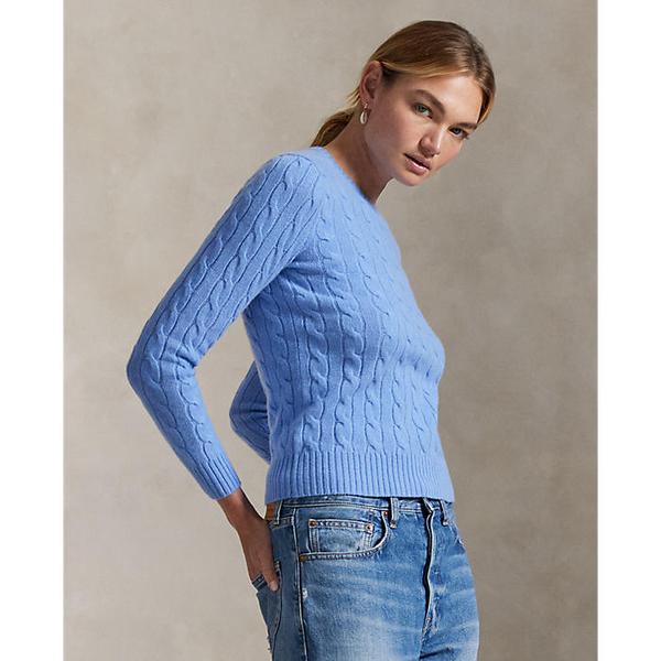 여성 케이블 울 캐시미어 크루넥 스웨터(WMPOSWENC021220400)