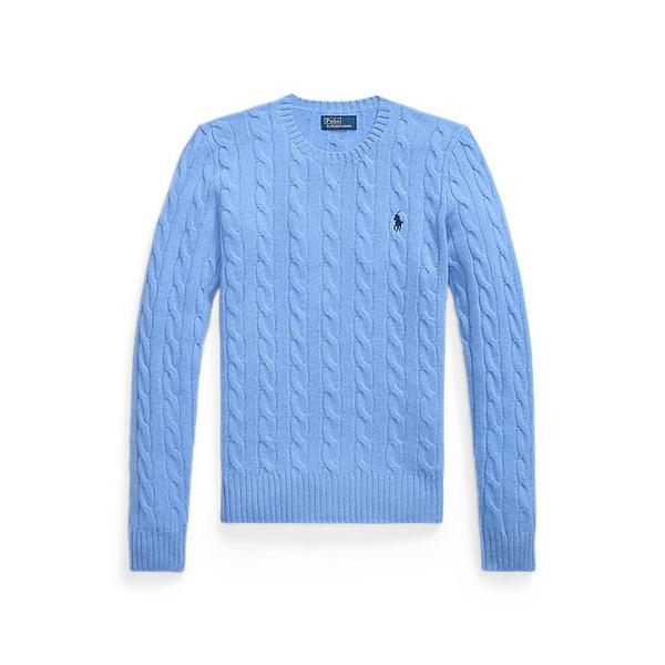 여성 케이블 울 캐시미어 크루넥 스웨터(WMPOSWENC021220400)