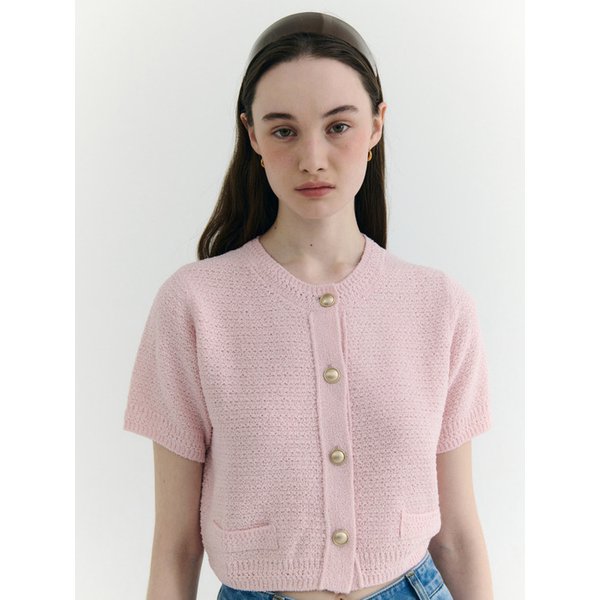 Boucle Tweed Knit Half Cardigan_3color