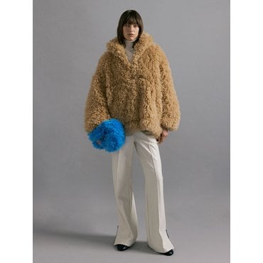 몰리올리 SOL oversized zip-up jumper [latte]