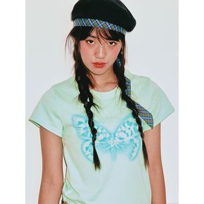 Dot Graphic Tee [Green Butterfly]