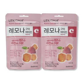 레모나 구미 복숭아맛 씹어먹는 비타민C 비타민B 젤리 아이 어린이 간식 43g 2봉 TS