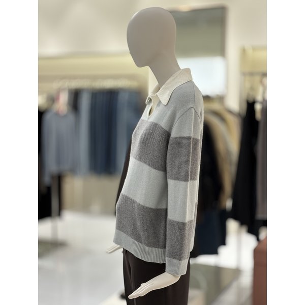 [부산점] [씨씨콜렉트] 와이드 카라 스트라이프 배색 니트 (E254KSK132)