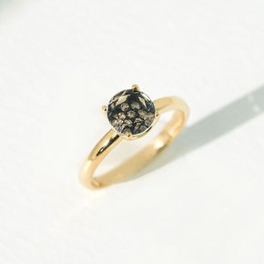 18k 꼬냑 다이아 수정 반지