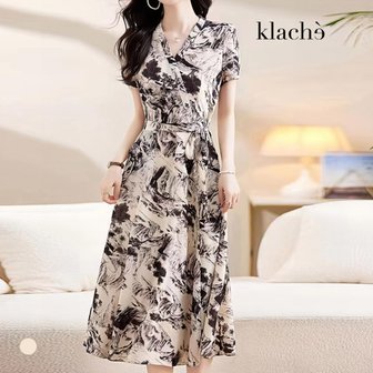 KLACHE 클라셰 (77까지)럭셔리프린팅랩원피스+벨트SET_B4M0897