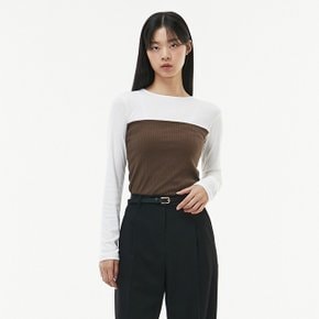 튜브탑 레이어드 라운드 티셔츠 AP3CT945_DG