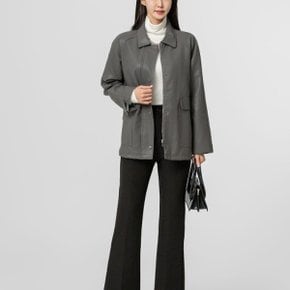 여자 베이직 히든집업 하프 가죽자켓 FW 라글란 자켓