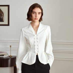 YY_Urban v neck double breasted blouse