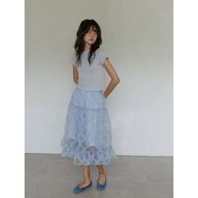 Polka dot frill skirt / Blue