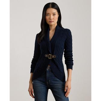 로렌 랄프 로렌 버클 트림 케이블 숄 칼라 카디건(WMLRSWES6820869410)