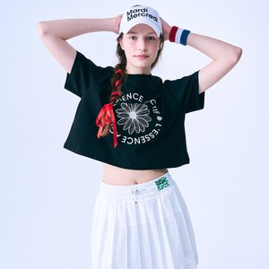 Mardi Mercredi Actif [마르디메크르디악티프]CROP TSHIRT ACTIF EMBLEM_BLACK IVORY/AFK32JSS001BKIV