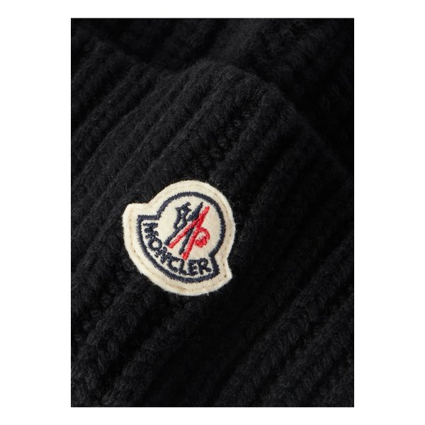 몽클레어 아플리케 골지 울 캐시미어 혼방 비니 블랙 46376663162861882