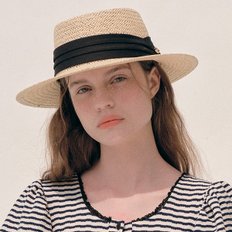 ROLA WIDE RATTAN HAT BLACK