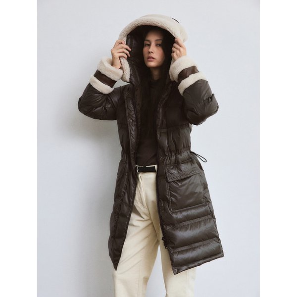 Fur Trim Long Down Jacket (Khaki)