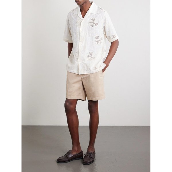 미스터 피 스트레이트 레그 가먼트 다이드 코튼 블렌드 트윌 쇼츠 46376663163001598