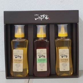 국내산 소백산 천연벌꿀 3종세트 (아카시500g 2개+야생화500g 1개)