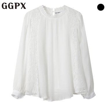 GGPX 레이스 플리츠 블라우스 (GP2SH047F)