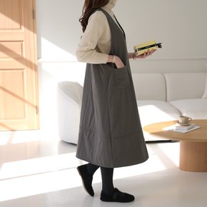 로그 기모 안감 루즈핏 겨울 패딩 본딩 멜빵 롱 원피스