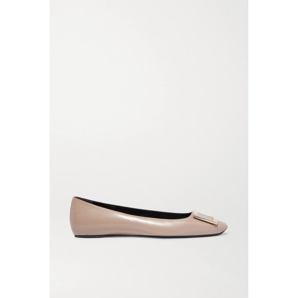 쿼드라타 트롬펫 장식 가죽 발레리나 플랫 토프 665933302487435