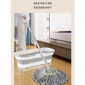 물 회전 물걸레 땅을 끌다 흡수 섬유 스스로 비틀다 가정용 대걸레 한 벌 1개