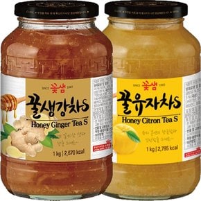 꽃샘 꿀생강차S 1kg+꿀유자차S 1kg