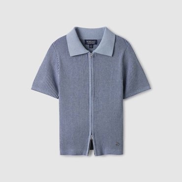 후아유 Ribbed Short Sleeve Zip-up Cardigan  WHCKE2513F