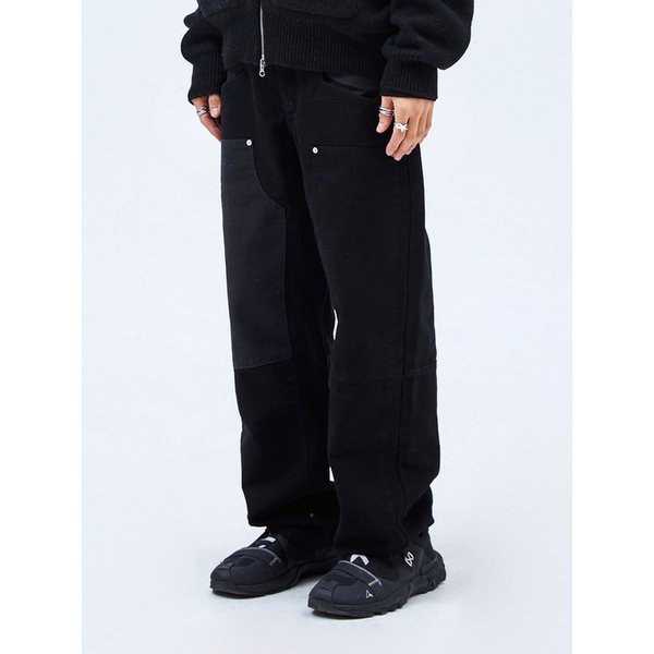 콘트라스트 더블니 팬츠_블랙
