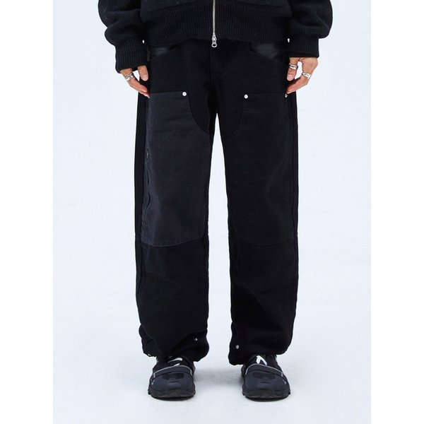 콘트라스트 더블니 팬츠_블랙