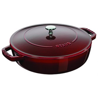  staub [ 28 cm ] IH Braiser 40511-513 스토우브 블레이저 소테판 그레나딘 레드 큰 양손 주물