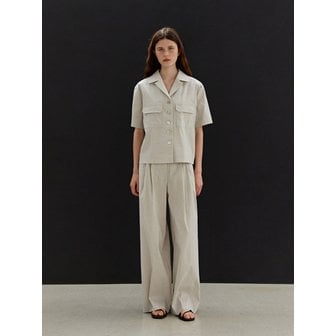 모한 TWR LINEN TWO TUCK SEMI WIDE PANTS OATMEAL