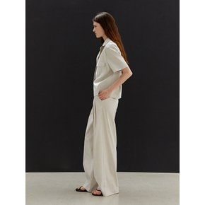 TWR LINEN TWO TUCK SEMI WIDE PANTS OATMEAL