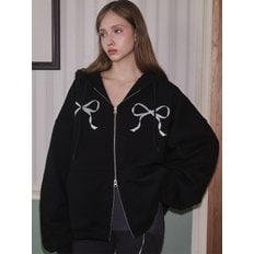 Sketch Ribbon Hood Zip-up [Black]